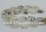 CNG5376 20*30mm - 35*45mm faceted freeform black rutilated quartz beads