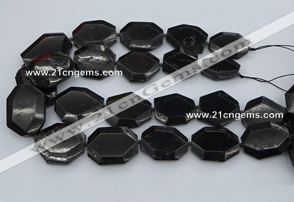 CNG5407 20*30mm - 35*45mm faceted freeform black tourmaline beads