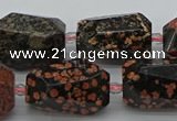 CNG5416 12*16mm - 15*25mm faceted nuggets red snowflake obsidian beads