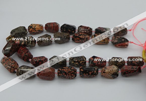 CNG5416 12*16mm - 15*25mm faceted nuggets red snowflake obsidian beads