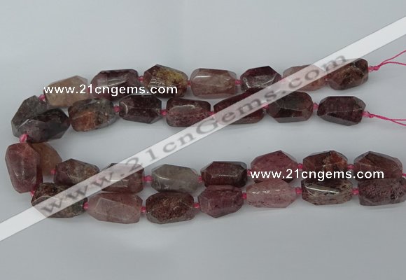 CNG5442 12*16mm - 15*25mm faceted nuggets strawberry quartz beads