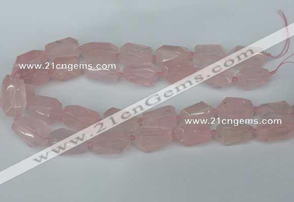 CNG5444 12*16mm - 15*25mm faceted nuggets rose quartz beads