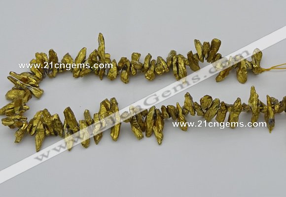 CNG5462 15.5 inches 6*10mm - 8*20mm nuggets plated quartz beads