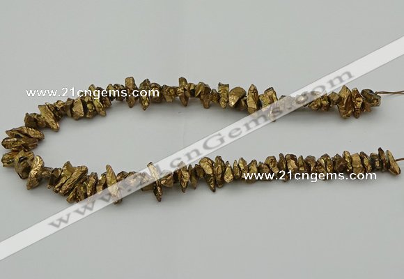 CNG5463 15.5 inches 6*10mm - 8*20mm nuggets plated quartz beads