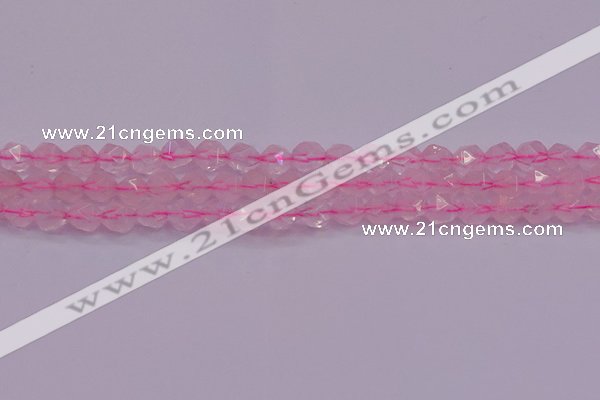 CNG5482 15.5 inches 8mm faceted nuggets rose quartz beads