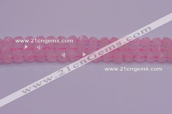 CNG5483 15.5 inches 10mm faceted nuggets rose quartz beads