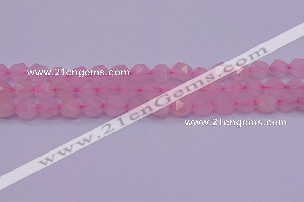 CNG5484 15.5 inches 12mm faceted nuggets rose quartz beads