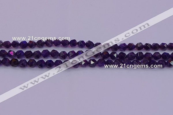 CNG5491 15.5 inches 6mm faceted nuggets amethyst gemstone beads