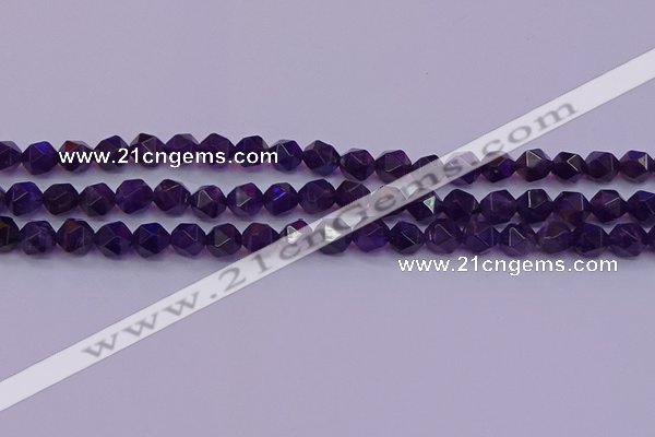 CNG5492 15.5 inches 8mm faceted nuggets amethyst gemstone beads