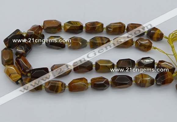 CNG5512 12*16mm - 15*25mm faceted nuggets yellow tiger eye beads