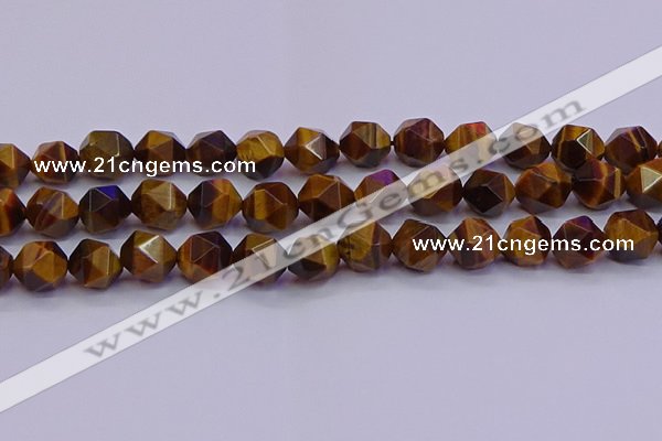 CNG5579 15.5 inches 12mm faceted nuggets yellow tiger eye beads