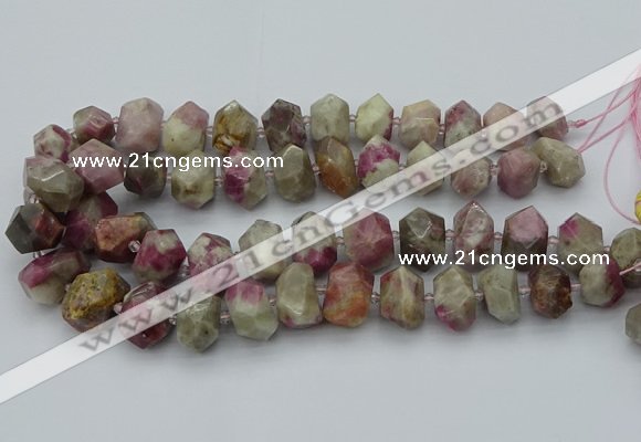 CNG5583 12*16mm - 15*20mm faceted nuggets pink tourmaline beads