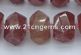 CNG5584 12*16mm - 15*20mm faceted nuggets strawberry quartz beads