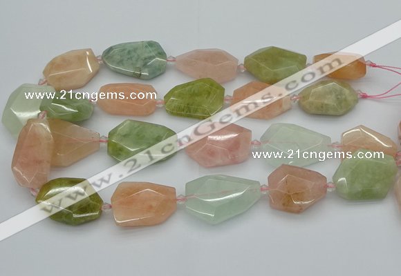 CNG5591 15.5 inches 22*28mm - 25*35mm faceted freeform morganite beads