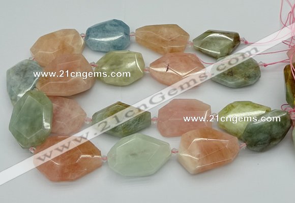 CNG5592 15.5 inches 25*35mm - 30*40mm faceted freeform morganite beads