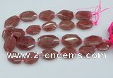 CNG5594 20*25mm - 25*35mm faceted freeform strawberry quartz beads