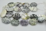 CNG5598 20*30mm - 35*45mm faceted freeform white opal gemstone beads