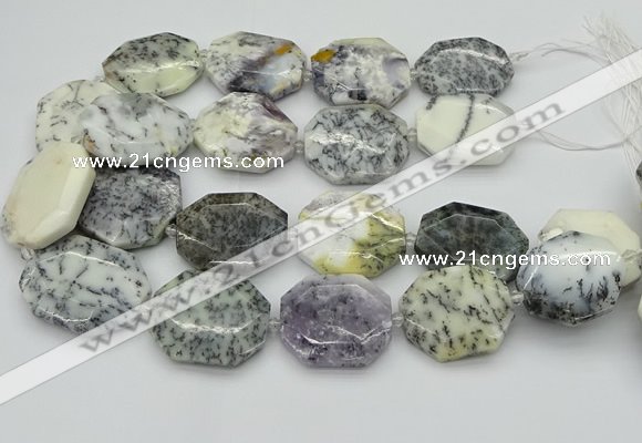 CNG5598 20*30mm - 35*45mm faceted freeform white opal gemstone beads