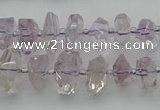 CNG5600 15.5 inches 6*16mm - 8*18mm faceted nuggets amethyst beads