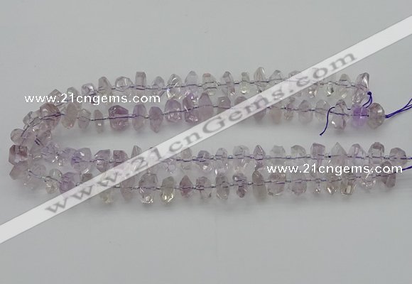 CNG5600 15.5 inches 6*16mm - 8*18mm faceted nuggets amethyst beads