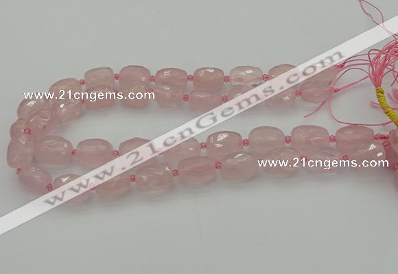 CNG5608 15.5 inches 10*14mm - 13*18mm faceted nuggets rose quartz beads