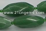 CNG5614 15.5 inches 15*35mm - 18*40mm faceted rice green aventurine beads