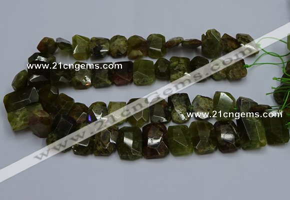 CNG5624 15.5 inches 15*20mm - 18*25mm faceted freeform green garnet beads