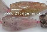 CNG5632 15*35mm - 18*45mm faceted teardrop strawberry quartz beads