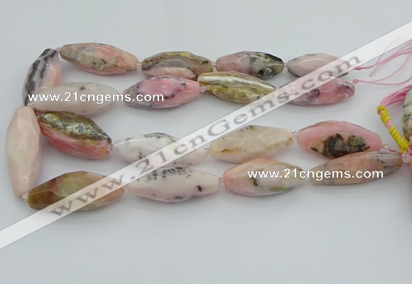 CNG5635 15.5 inches 15*35mm - 18*40mm faceted rice pink opal beads