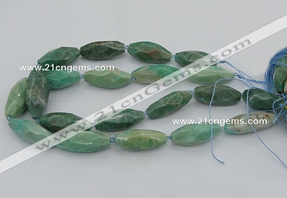 CNG5639 15.5 inches 15*35mm - 18*40mm faceted rice amazonite beads