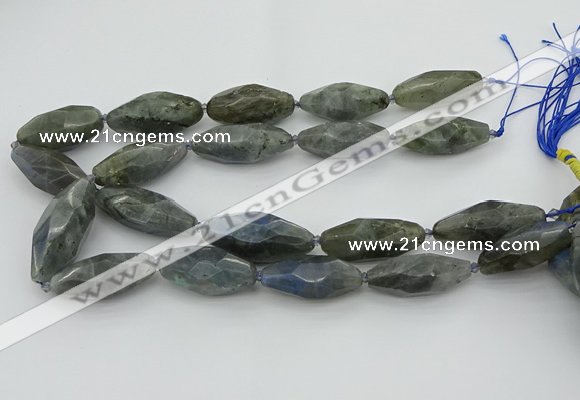 CNG5643 15.5 inches 15*35mm - 18*40mm faceted rice labradorite beads