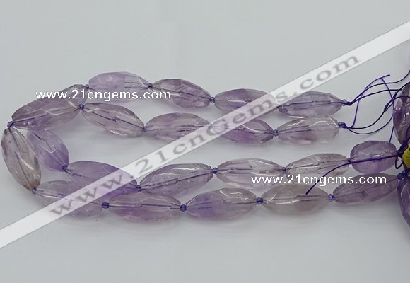 CNG5651 15.5 inches 15*35mm - 18*40mm faceted rice amethyst beads