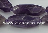 CNG5653 15.5 inches 15*35mm - 18*40mm faceted rice amethyst beads