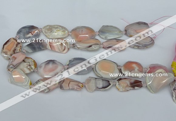 CNG5676 18*25mm - 30*35mm faceted freeform pink botswana agate beads