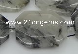 CNG5687 20*30mm - 35*45mm faceted freeform black rutilated quartz beads