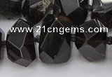 CNG5734 12*16mm - 15*20mm faceted nuggets ice black obsidian beads