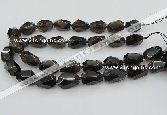 CNG5735 12*16mm - 15*25mm faceted nuggets ice black obsidian beads