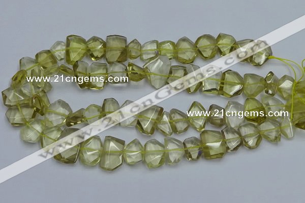 CNG5773 15.5 inches 12*16mm - 15*20mm faceted freeform lemon quartz beads