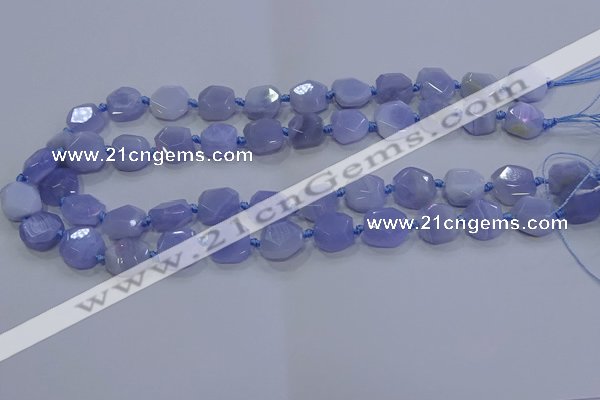 CNG5775 10*12mm - 10*14mm faceted freeform blue lace agate beads