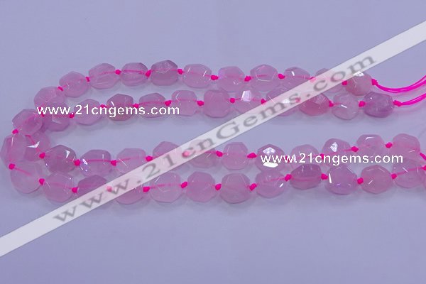 CNG5784 10*12mm - 10*14mm faceted freeform rose quartz beads