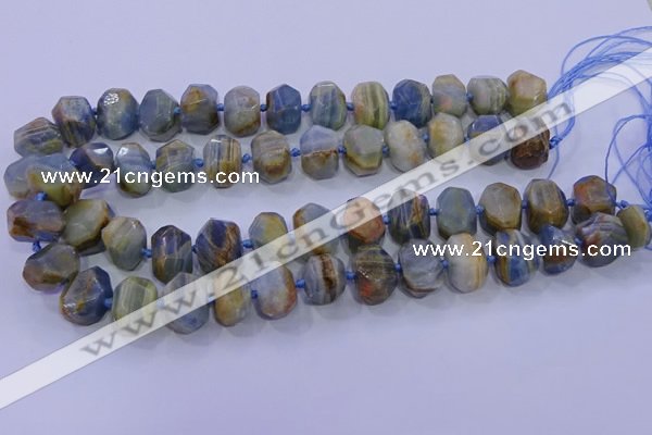 CNG5797 12*16mm - 13*18mm faceted nuggets blue calcite beads