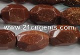 CNG581 15.5 inches 13*22mm faceted nuggets goldstone beads
