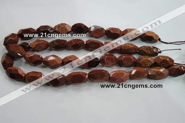 CNG581 15.5 inches 13*22mm faceted nuggets goldstone beads