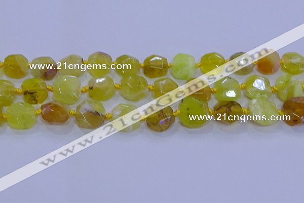 CNG5811 15.5 inches 10*12mm - 10*14mm faceted freeform yellow opal beads