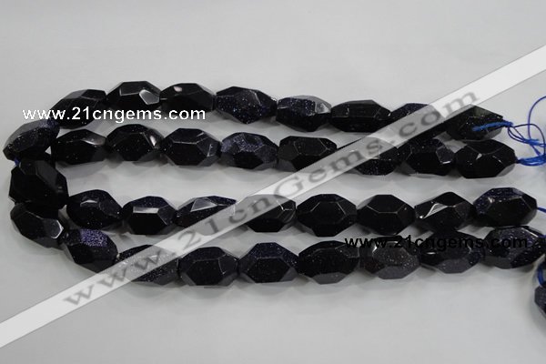 CNG582 15.5 inches 13*22mm faceted nuggets blue goldstone beads