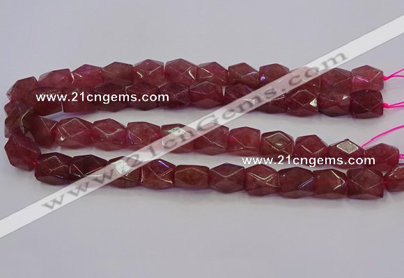 CNG5846 15.5 inches 14*15mm faceted nuggets strawberry quartz beads