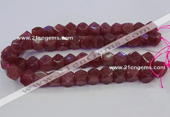 CNG5848 15.5 inches 14*15mm faceted nuggets strawberry quartz beads