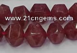 CNG5849 10*12mm - 14*15mm faceted nuggets strawberry quartz beads