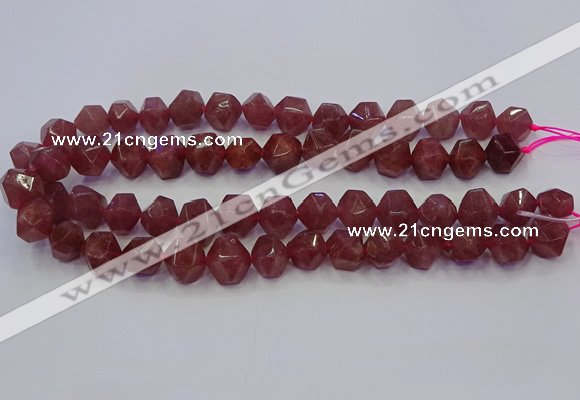 CNG5849 10*12mm - 14*15mm faceted nuggets strawberry quartz beads