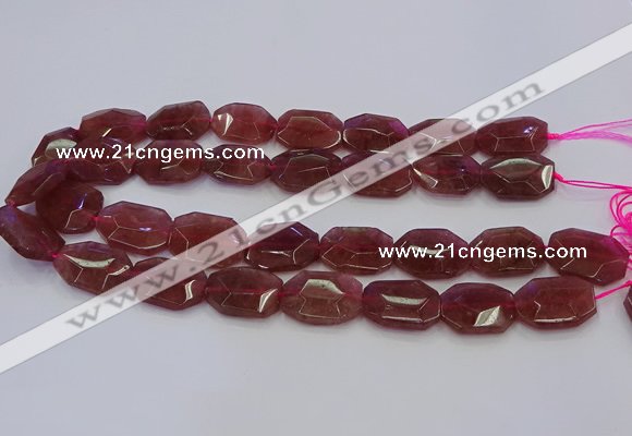 CNG5856 15*20mm - 20*25mm faceted freeform strawberry quartz beads